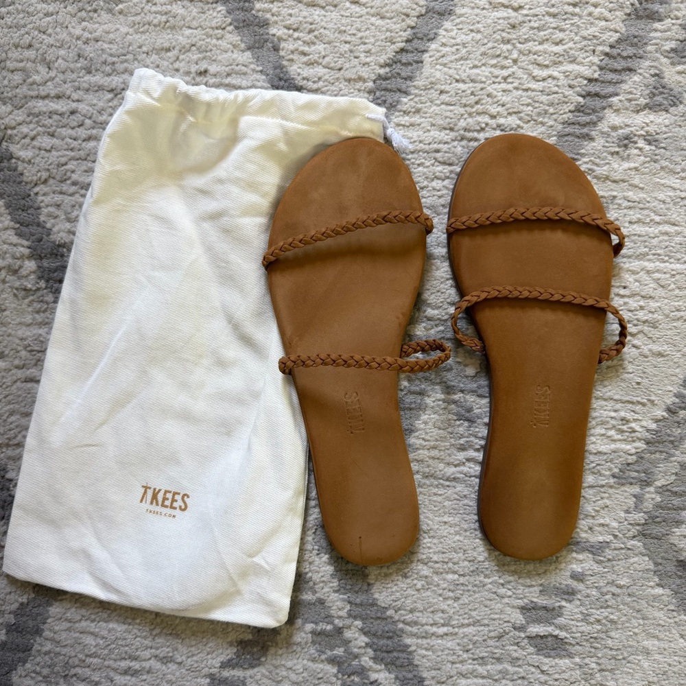 TKEES Gemma Suede Leather Double Strap Slide Sandals Size 8